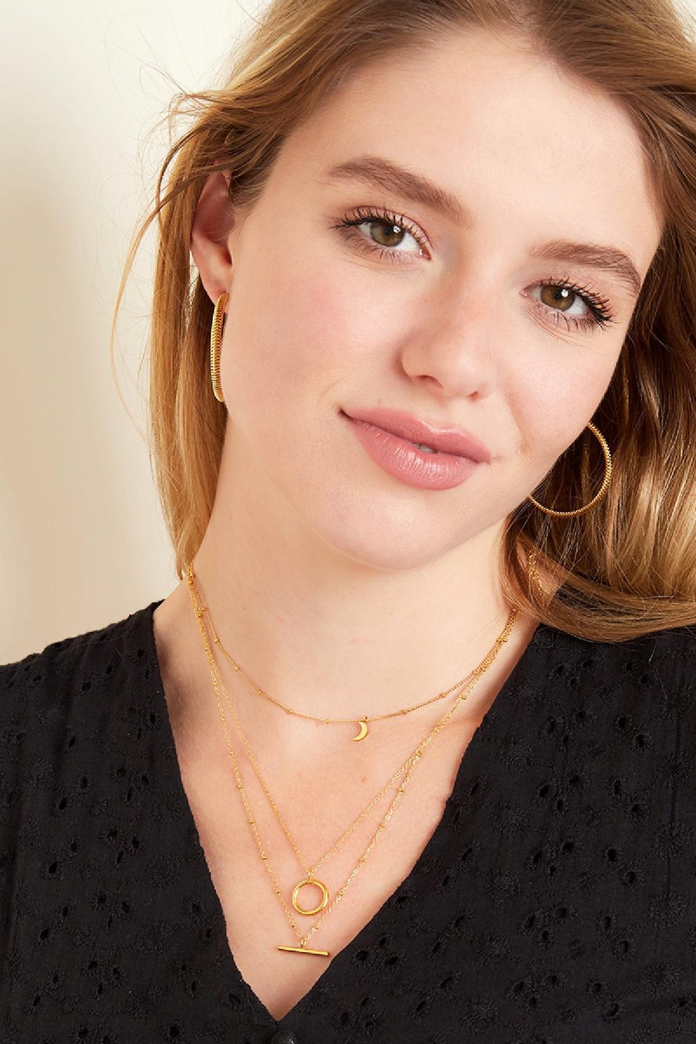 Collier double formes géométriques Argenté Acier inoxydable h5Image2